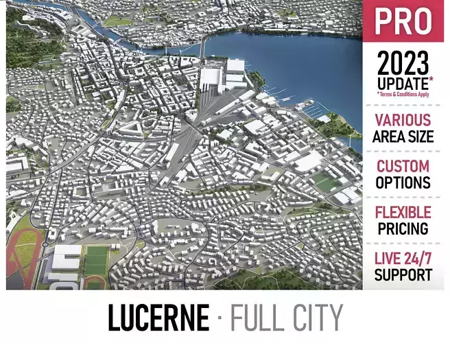 Lucerne - 3D City Model Low-poly 3D model