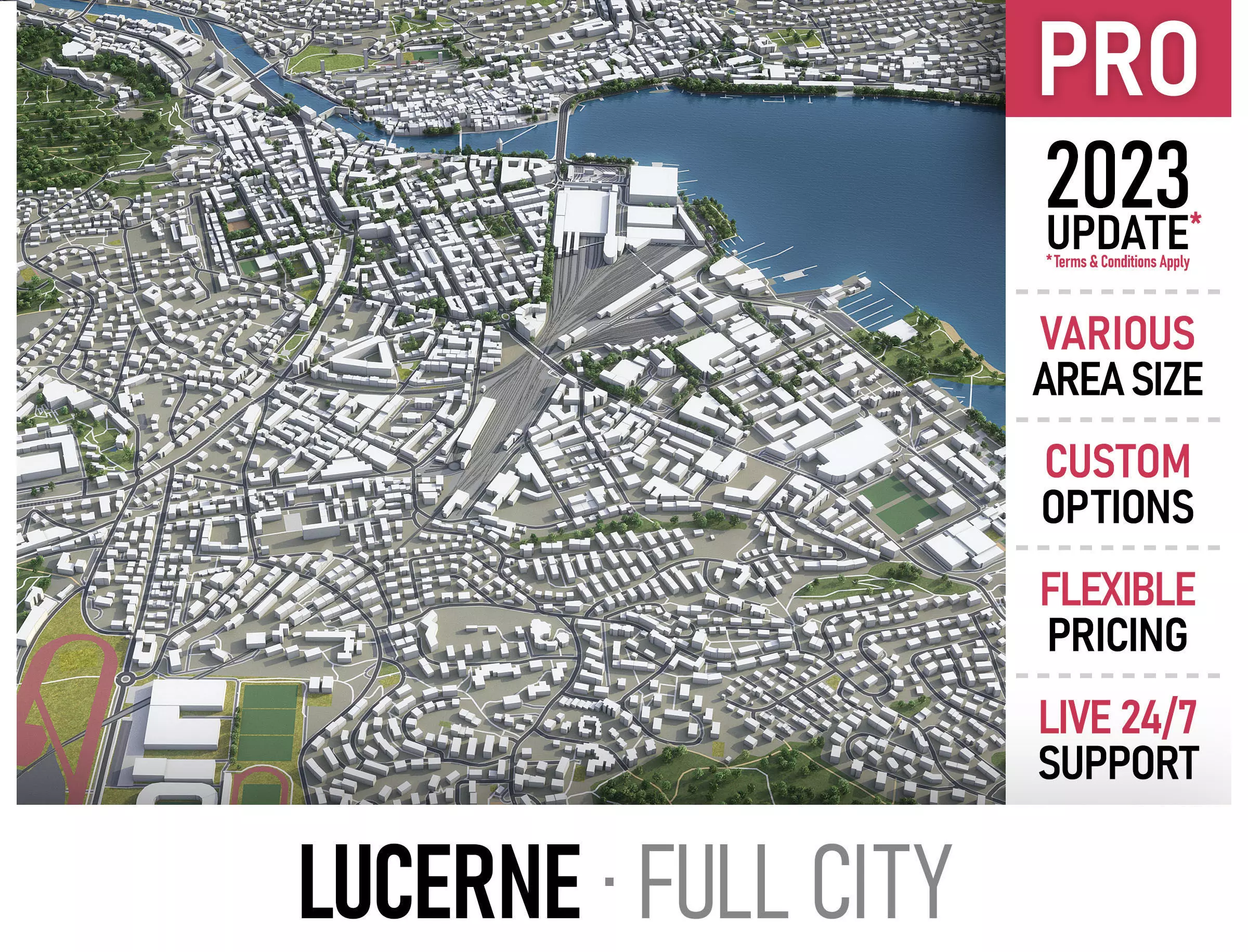 Lucerne - 3D City Model Low-poly 3D model_0