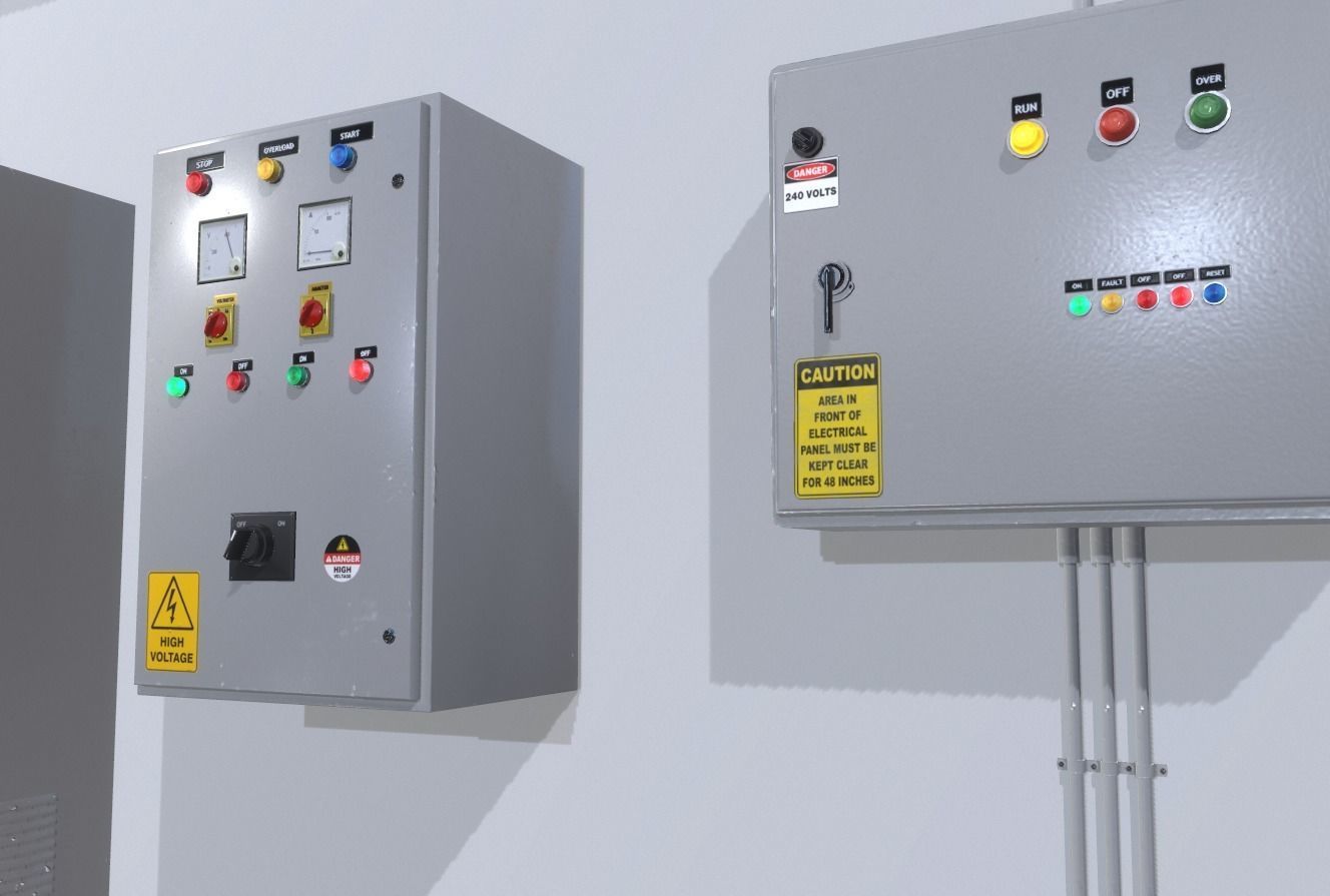 Factory control panels Low-poly 3D model_9