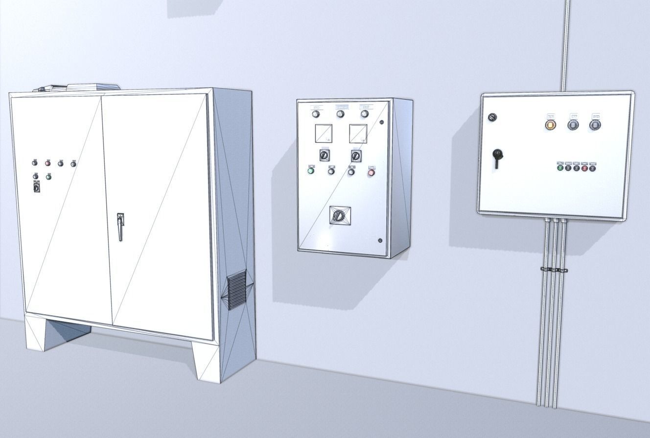 Factory control panels Low-poly 3D model_12