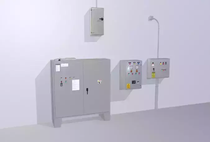 Factory control panels Low-poly 3D model
