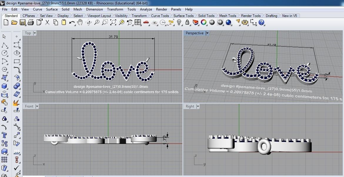 pendant name love 3D print model_1