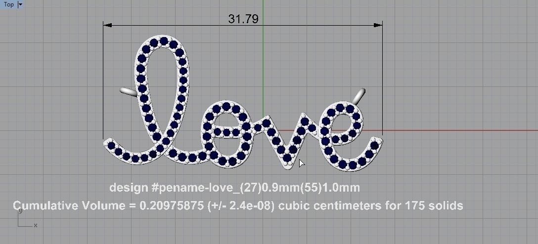 pendant name love 3D print model_2
