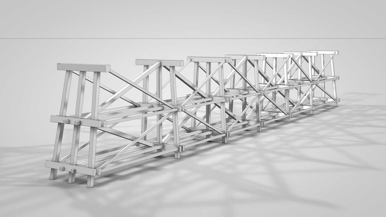 Old Wooden Railway Bridge Low-poly 3D model_17