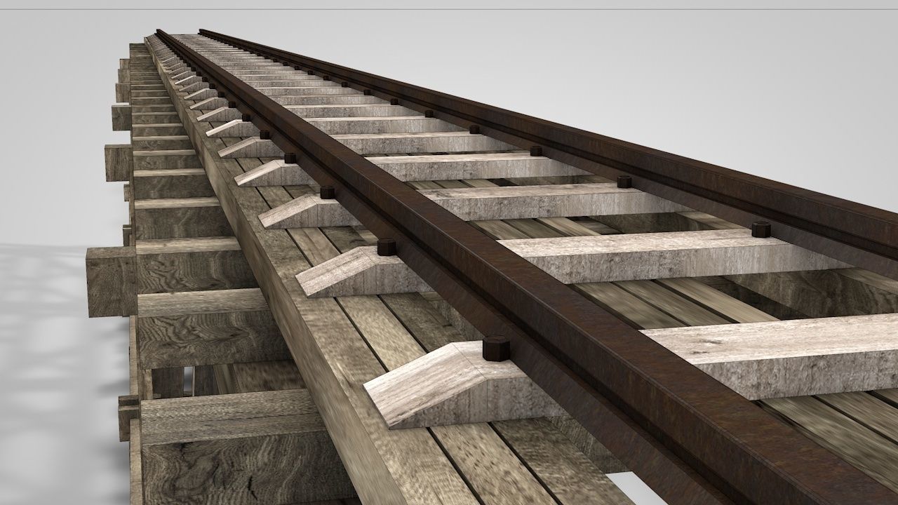 Old Wooden Railway Bridge Low-poly 3D model_7