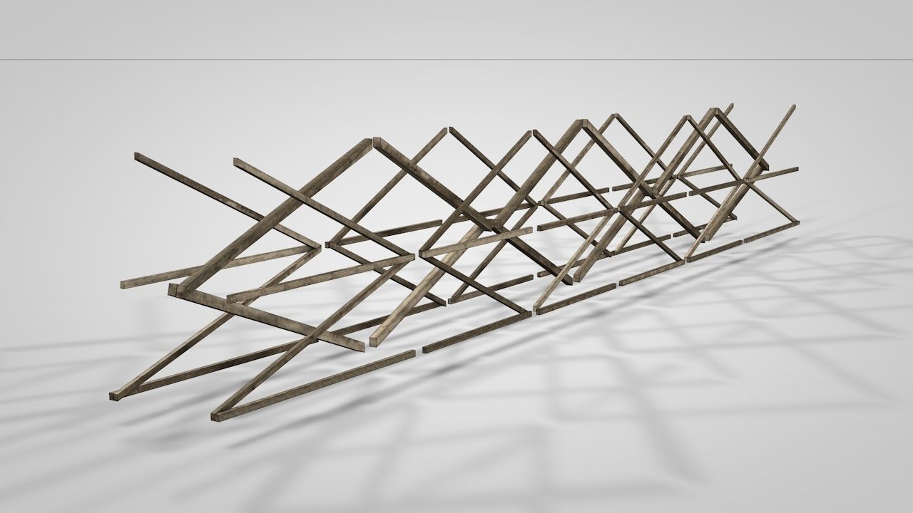 Old Wooden Railway Bridge Low-poly 3D model_10