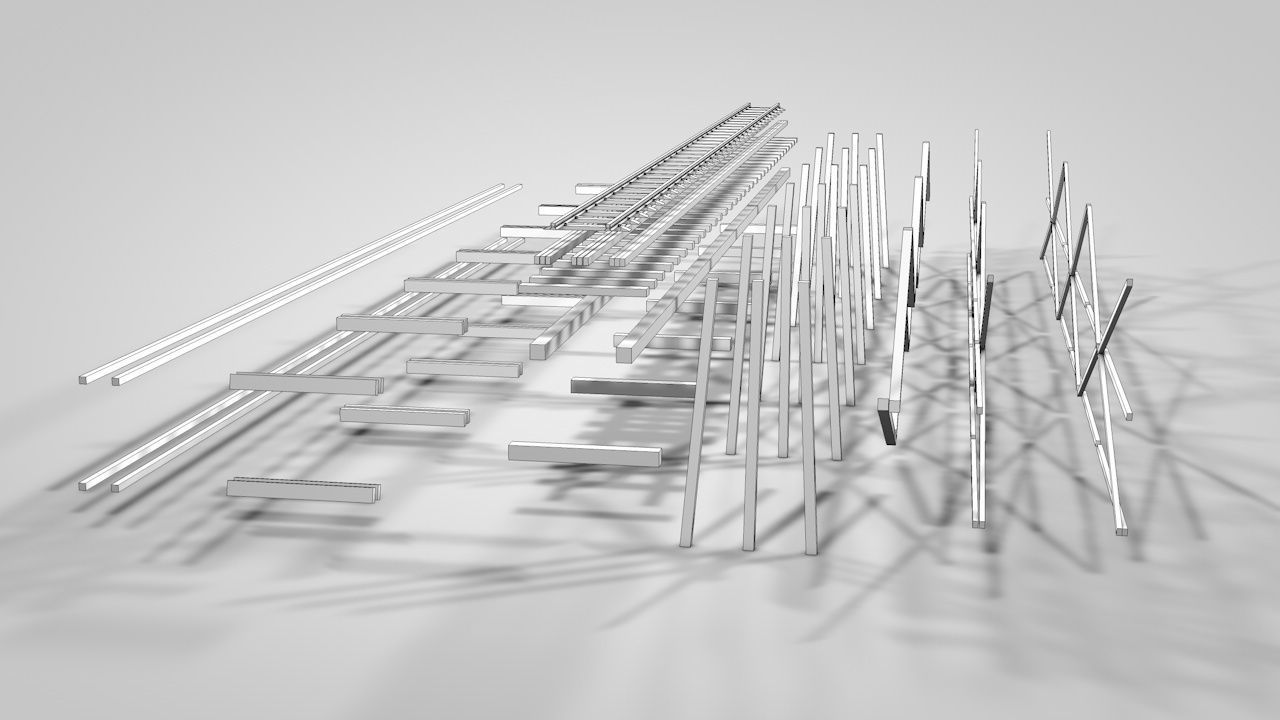 Old Wooden Railway Bridge Low-poly 3D model_22