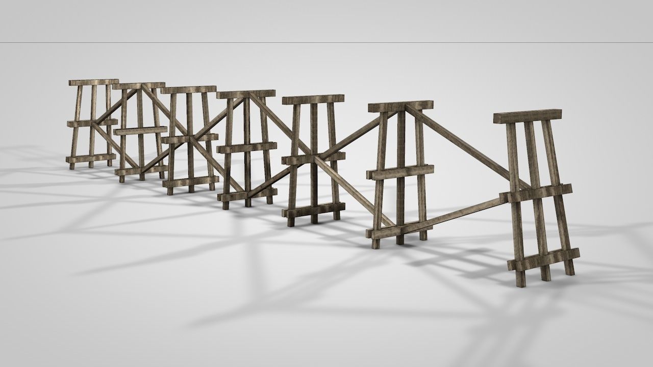 Old Wooden Railway Bridge Low-poly 3D model_9