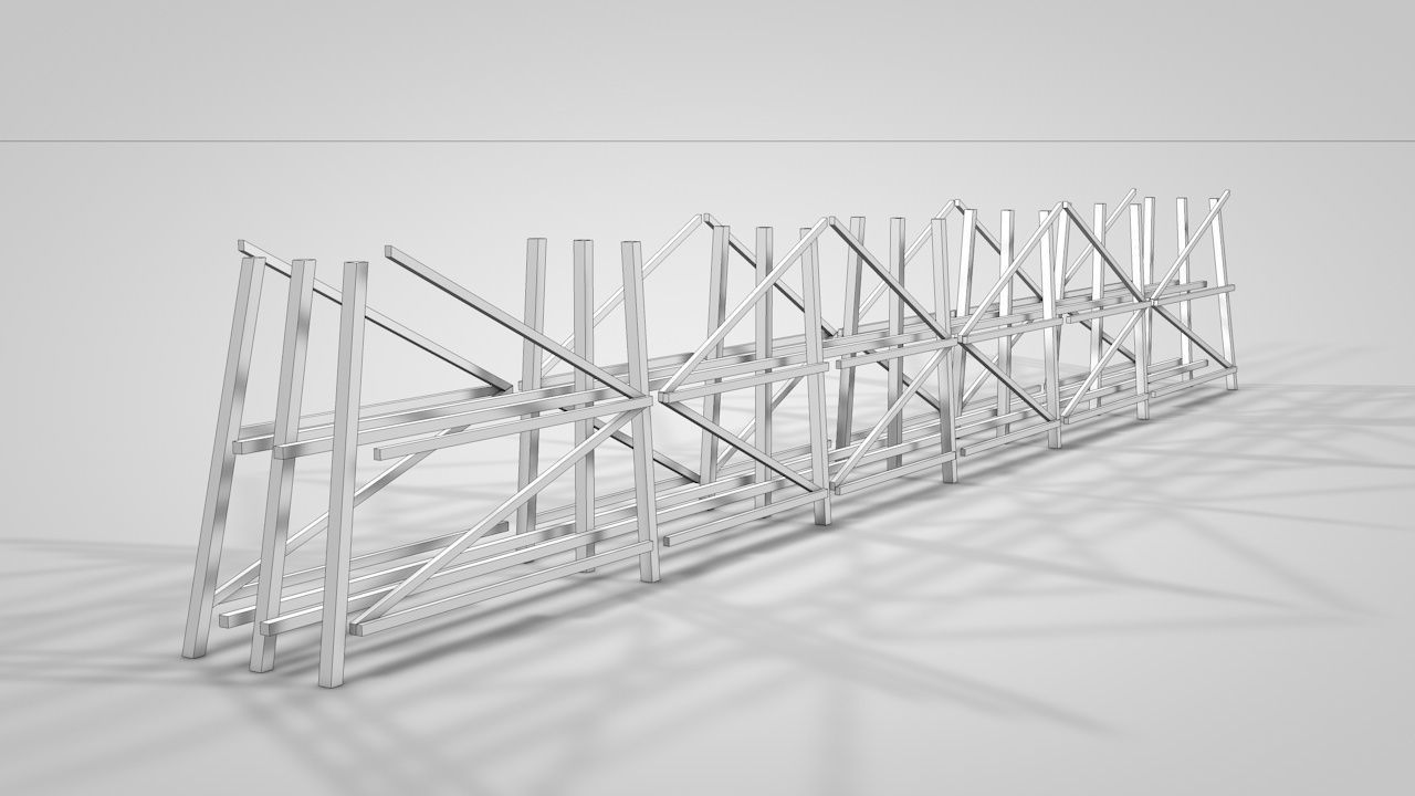 Old Wooden Railway Bridge Low-poly 3D model_14