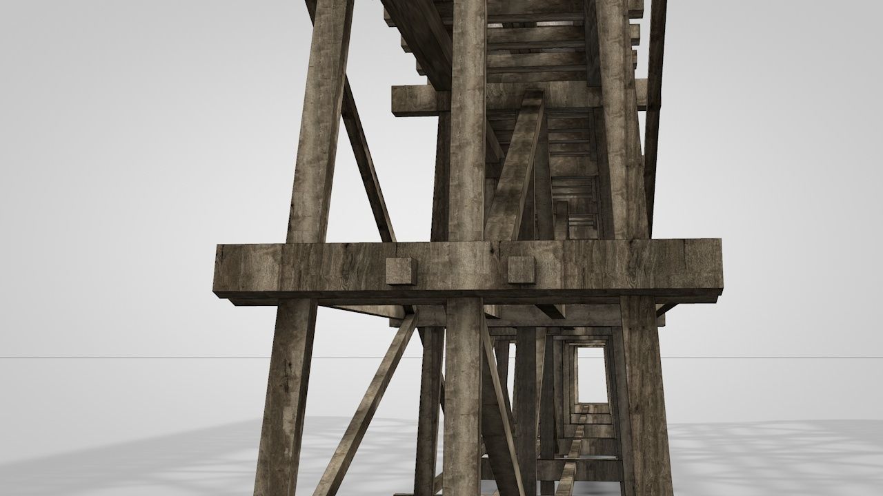Old Wooden Railway Bridge Low-poly 3D model_6