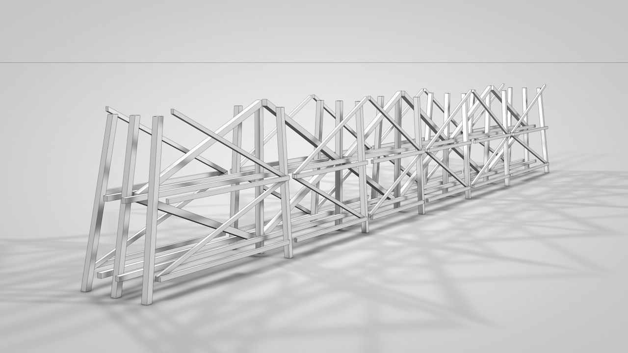 Old Wooden Railway Bridge Low-poly 3D model_15