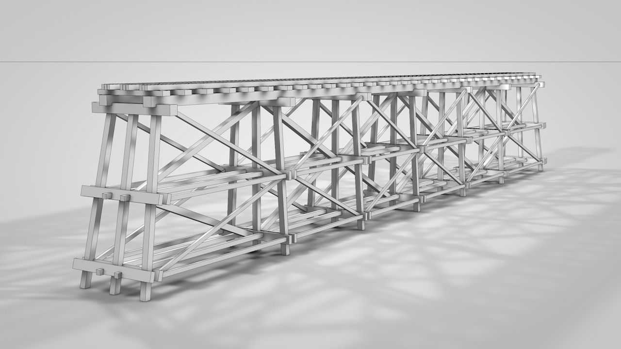 Old Wooden Railway Bridge Low-poly 3D model_20