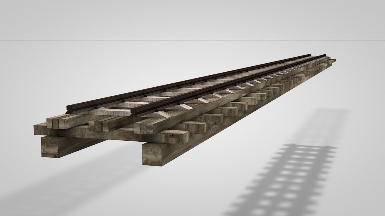 Old Wooden Railway Bridge Low-poly 3D model_11