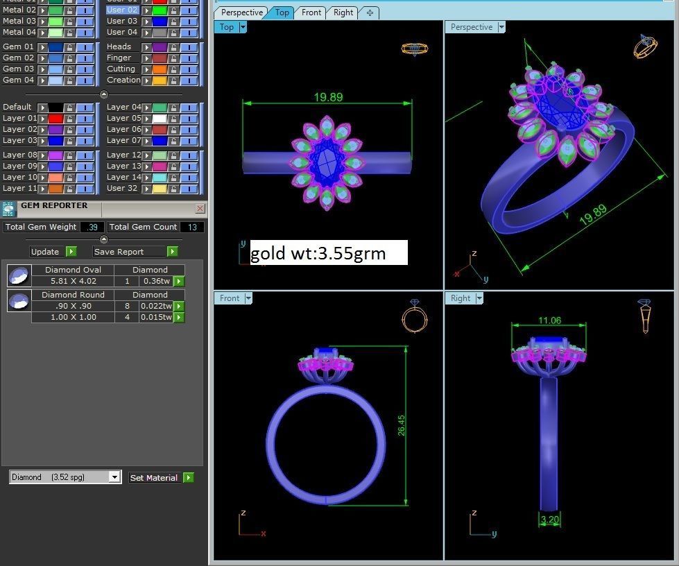 Women Ring 3dm render detail 3D print model_1