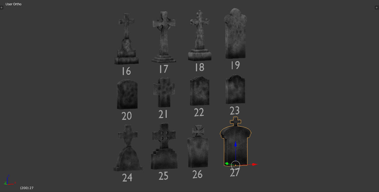 Tomb stone graveyard low poly pack 2 Low-poly 3D model_4