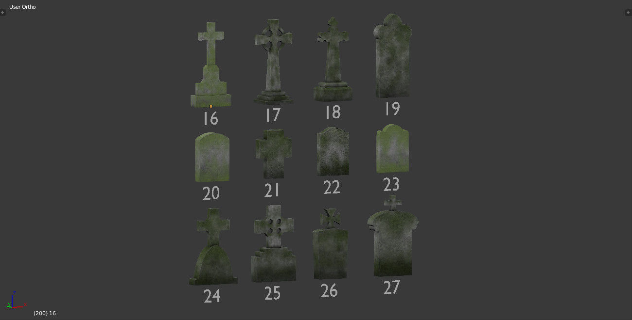 Tomb stone graveyard low poly pack 2 Low-poly 3D model_3
