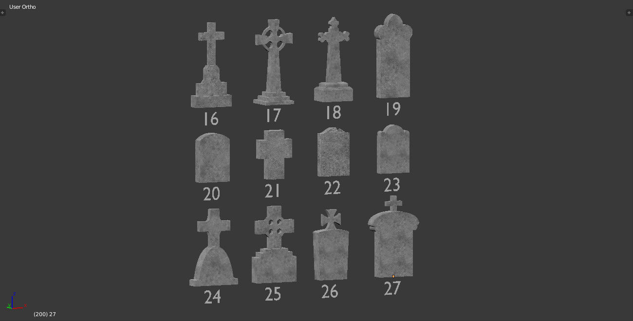 Tomb stone graveyard low poly pack 2 Low-poly 3D model_1