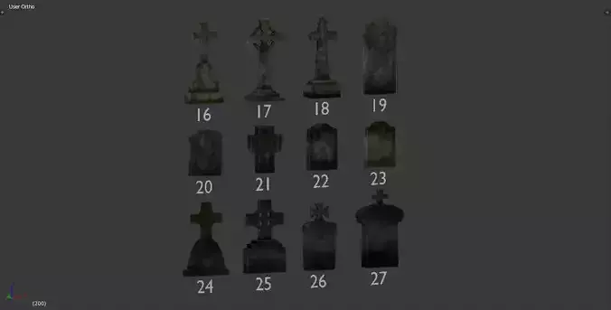 Tomb stone graveyard low poly pack 2