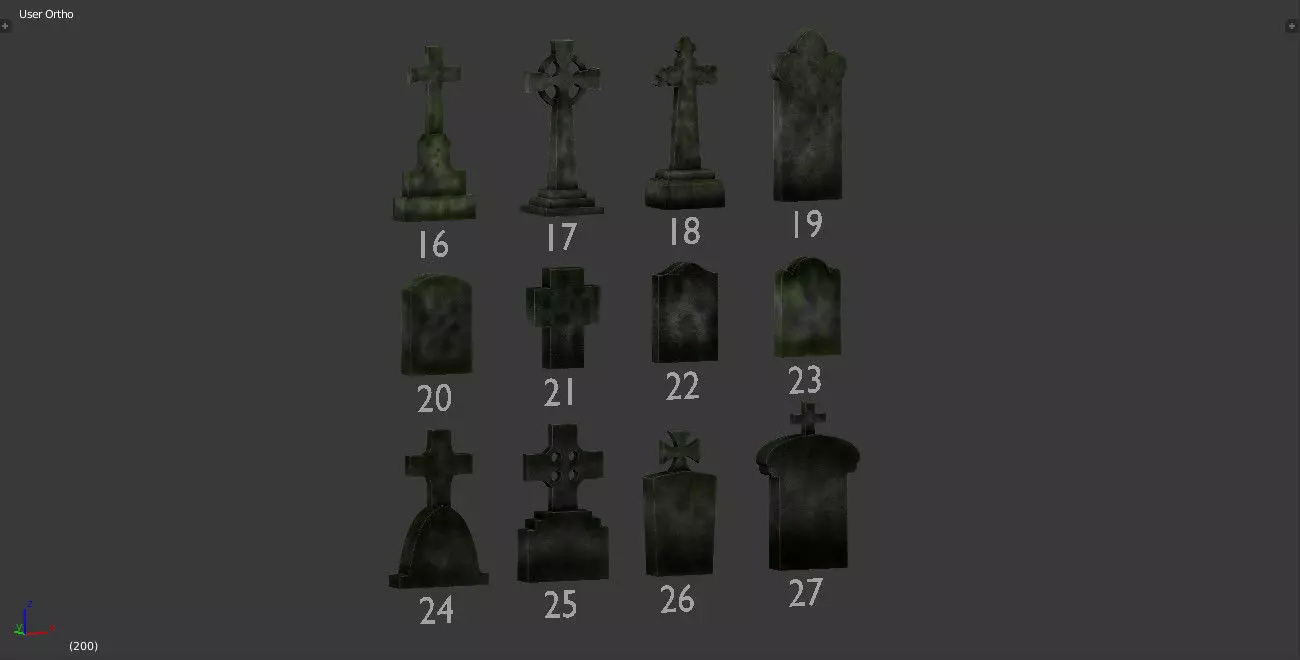 Tomb stone graveyard low poly pack 2 Low-poly 3D model_0