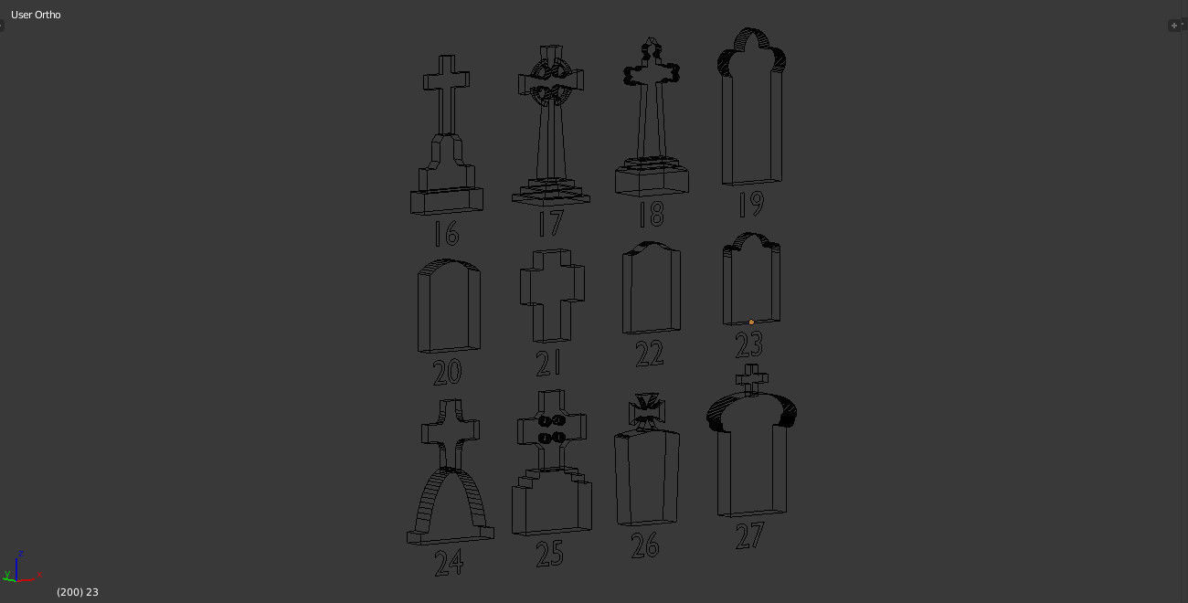 Tomb stone graveyard low poly pack 2 Low-poly 3D model_5