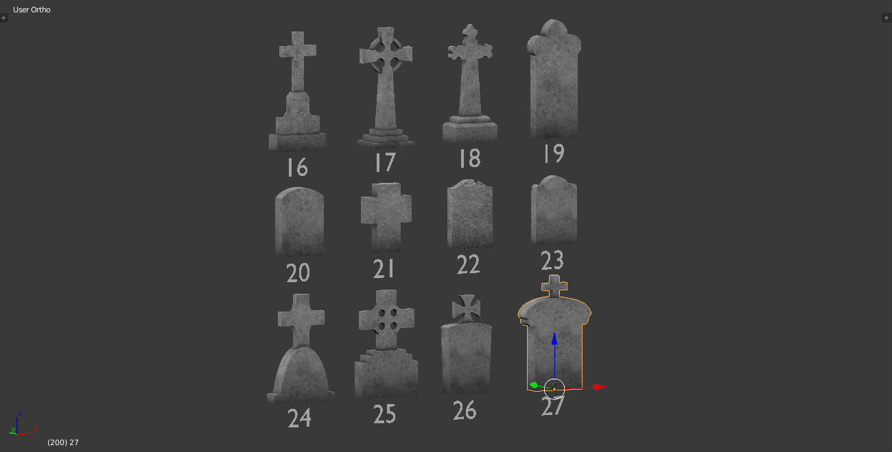 Tomb stone graveyard low poly pack 2 Low-poly 3D model_2