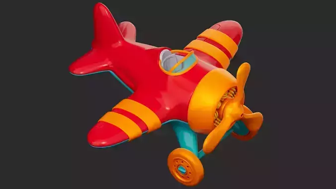 Cartoon Plane Low-poly 3D model