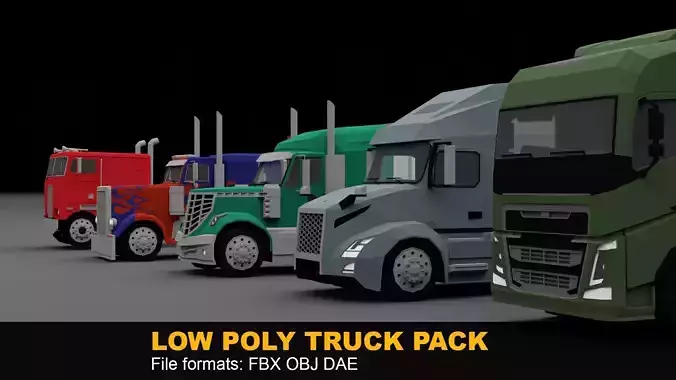 LOW POLY - TRUCK PACK  Low-poly 3D model