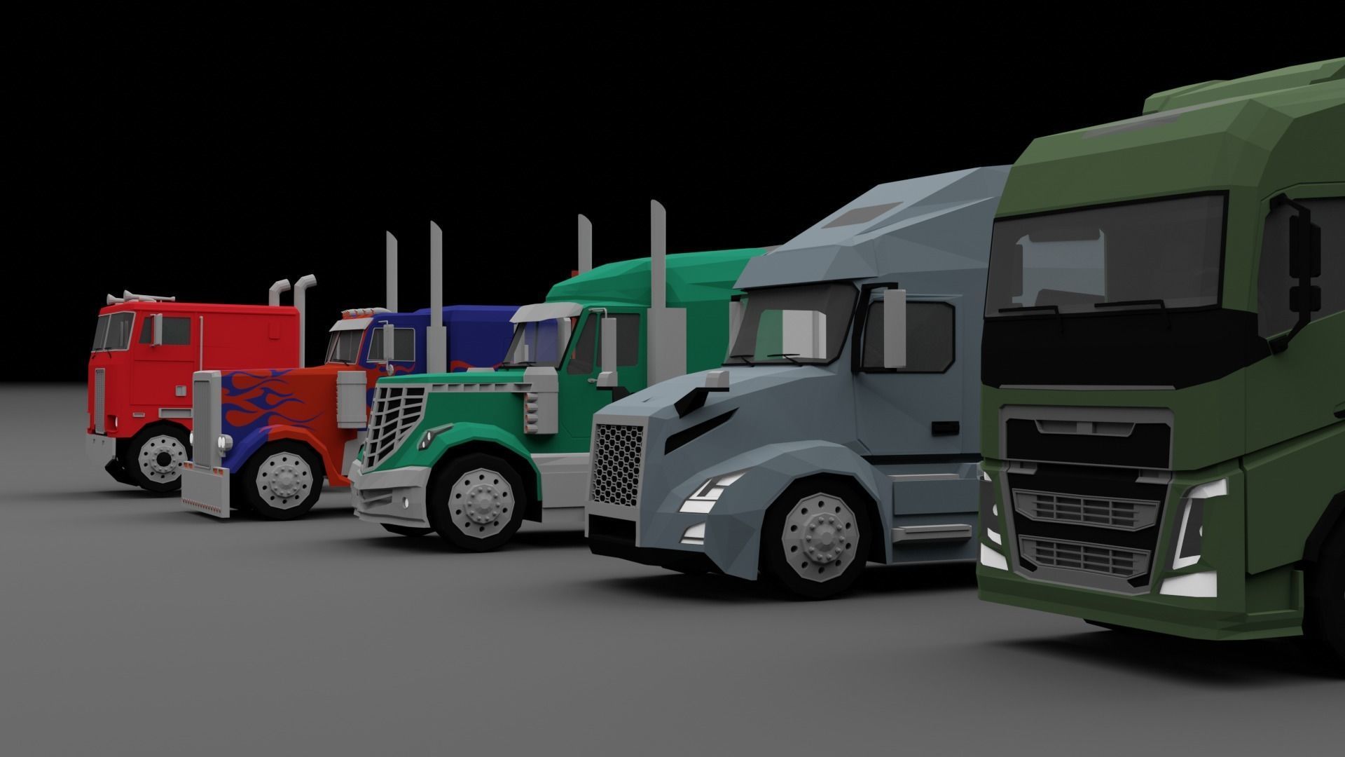 LOW POLY - TRUCK PACK  Low-poly 3D model_2