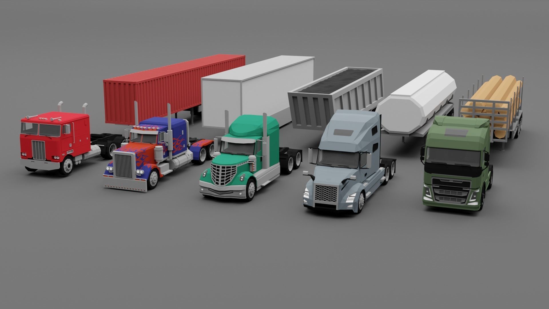 LOW POLY - TRUCK PACK  Low-poly 3D model_1