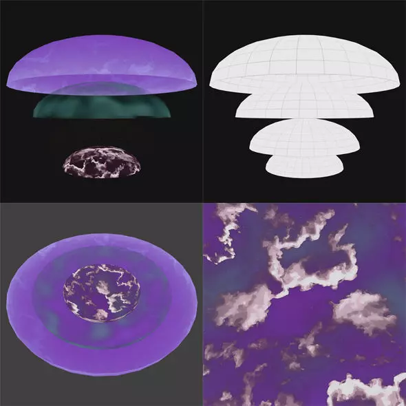 Rigging Cartoon sky dome Free low-poly 3D model