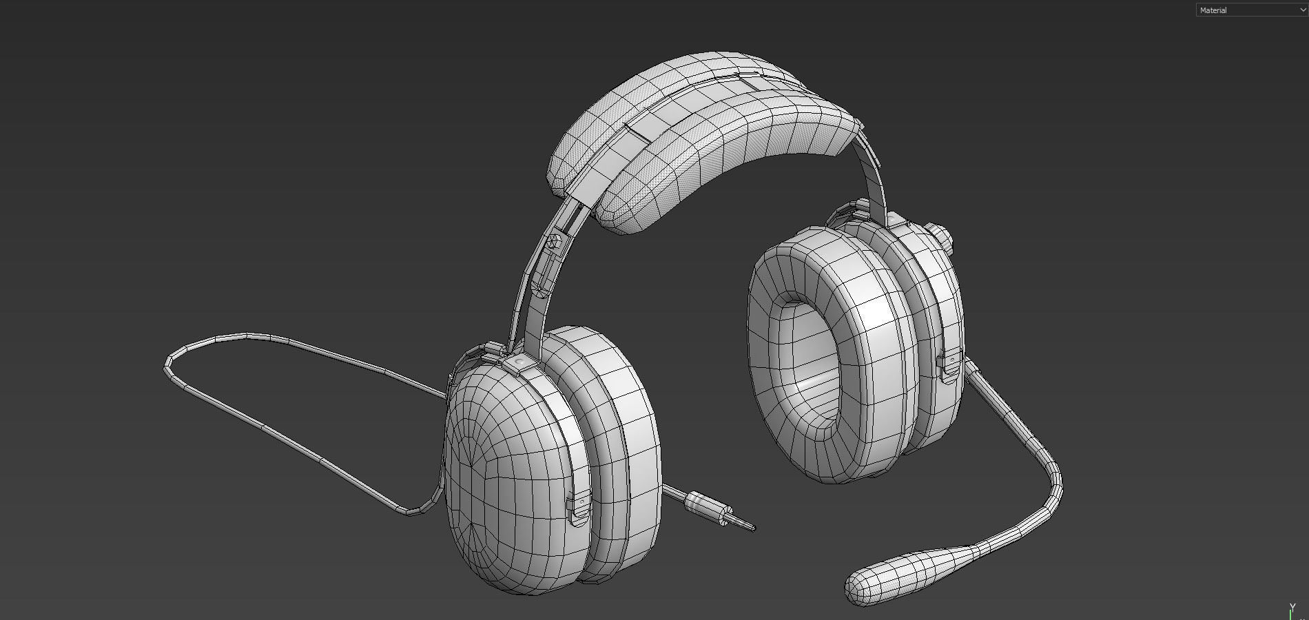 Headset Low-poly 3D model_6