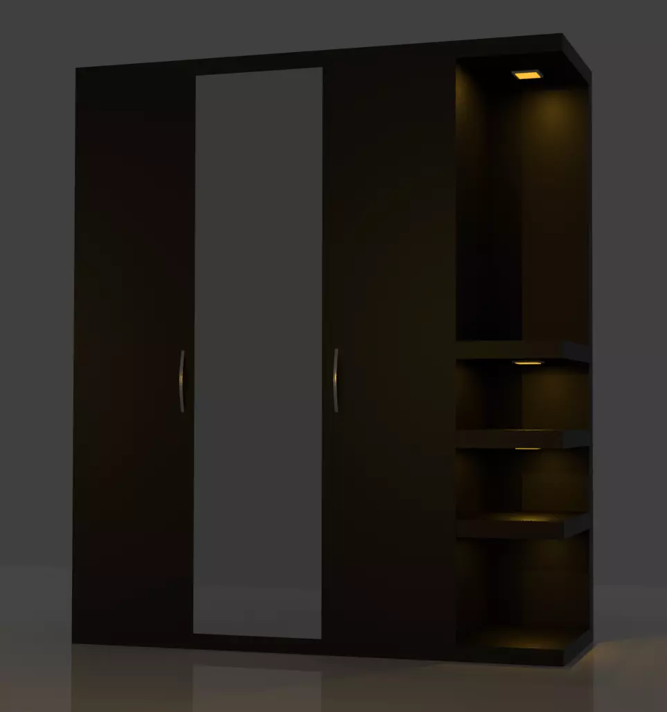 Wardrobe cabinet with shelves and lights Free 3D model