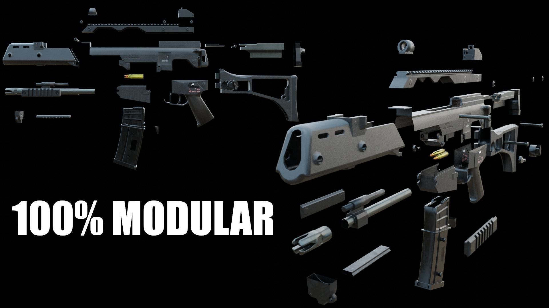 g36 c - low poly - Heckler Koch Low-poly 3D model_3