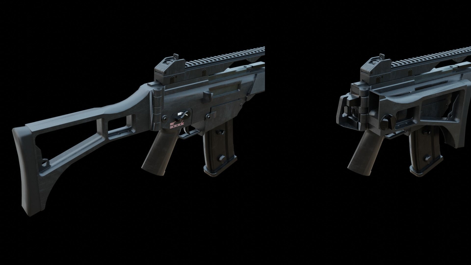 g36 c - low poly - Heckler Koch Low-poly 3D model_11