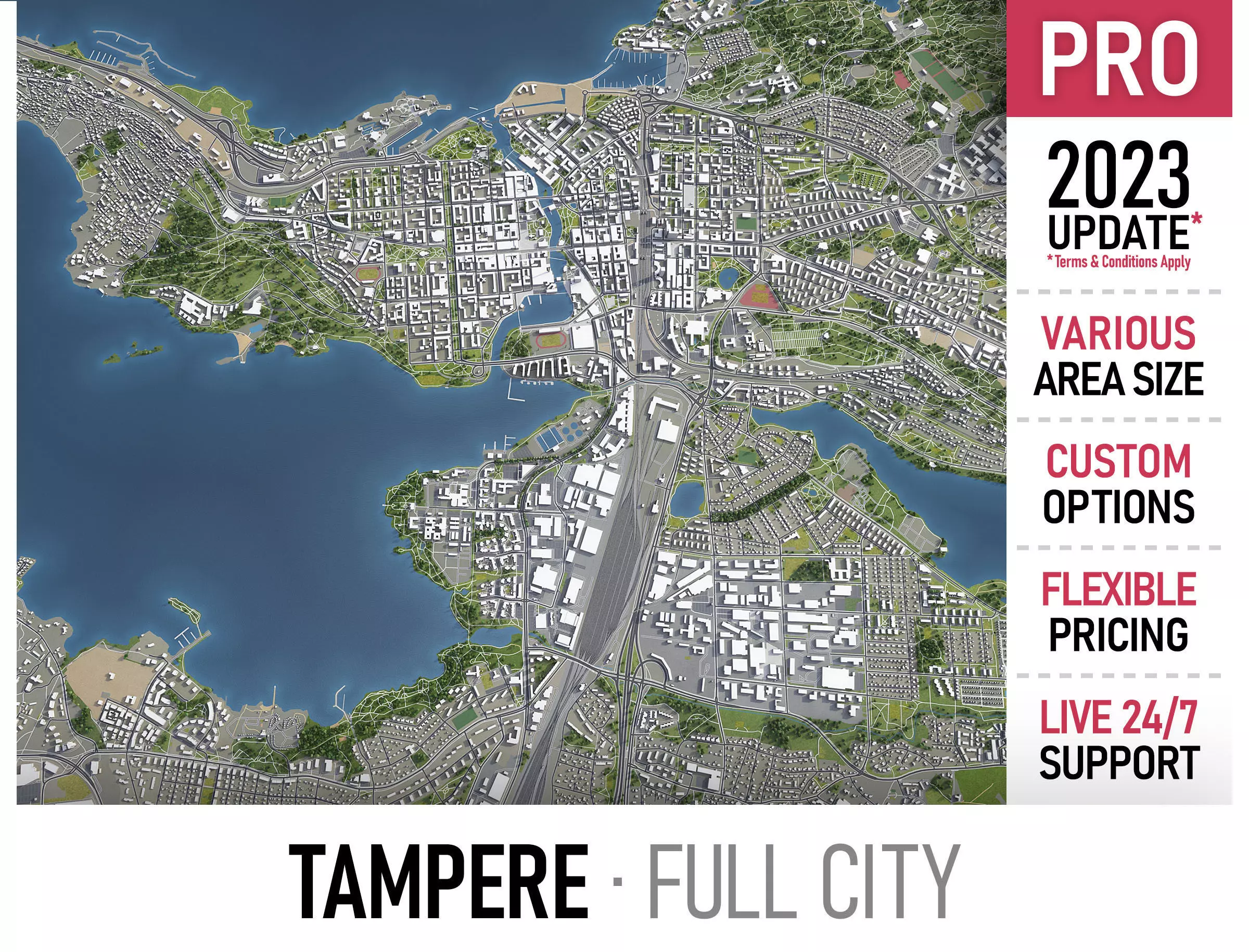 Tampere - 3D City Model Low-poly 3D model_0