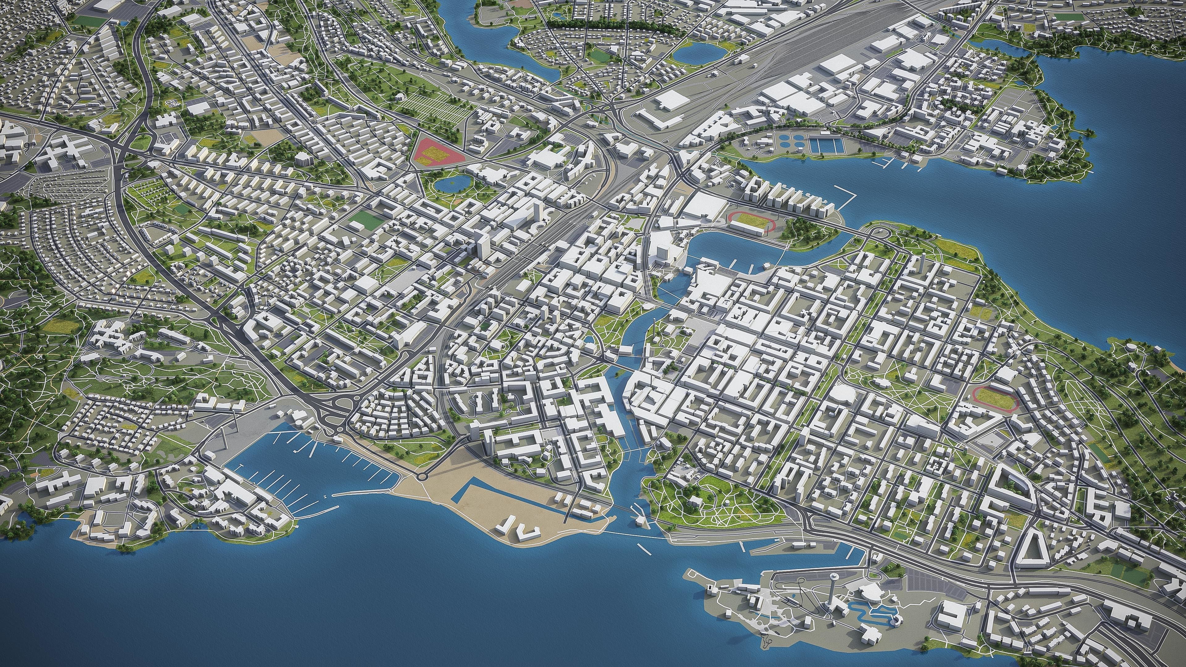 Tampere - 3D City Model Low-poly 3D model_3