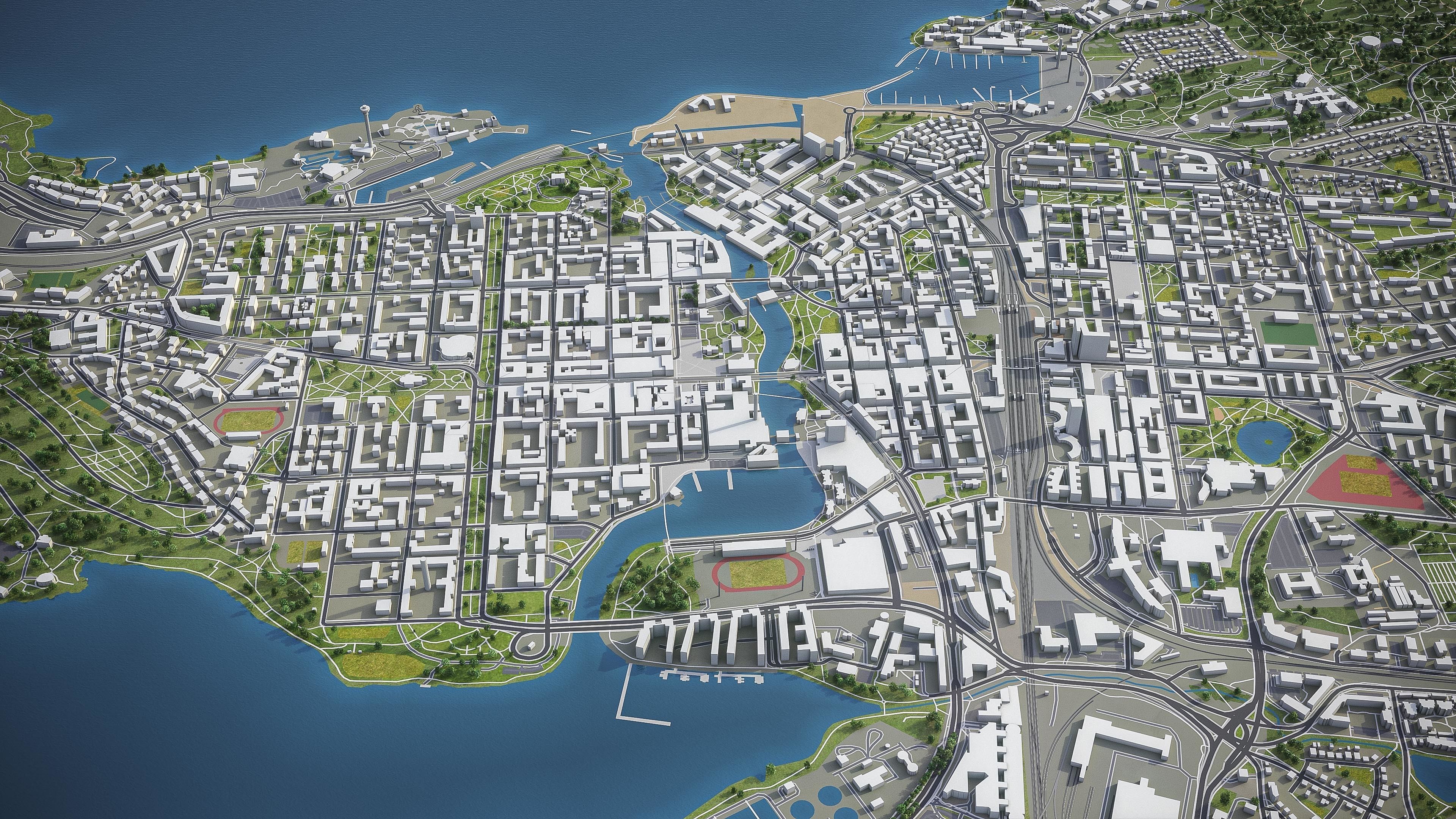 Tampere - 3D City Model Low-poly 3D model_2