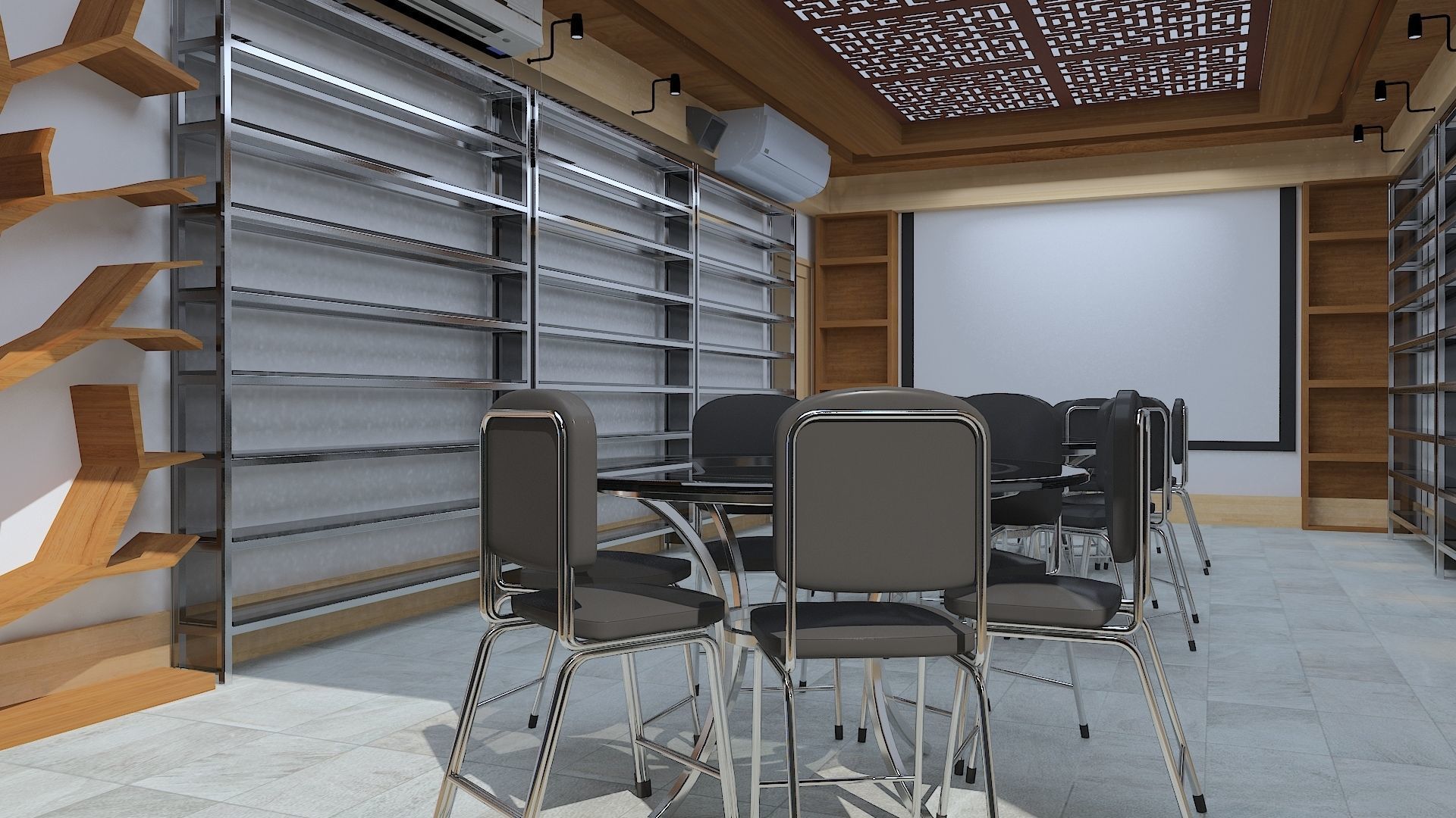 Reading Room Low-poly 3D model_2