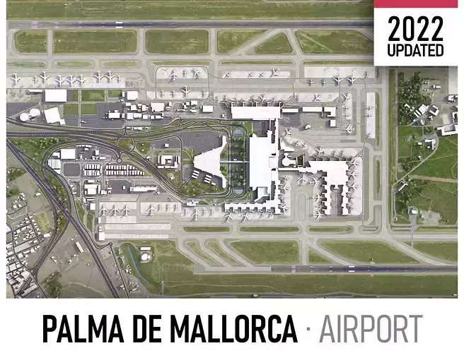 Palma de Mallorca Airport Low-poly 3D model