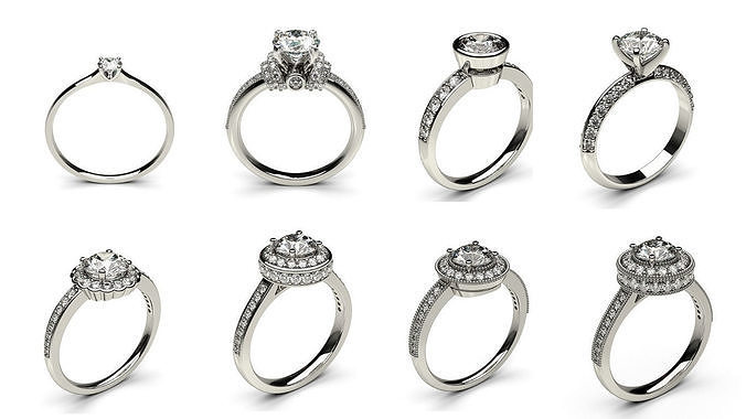8 Solitaire Woman Diamond Ring  3D print model