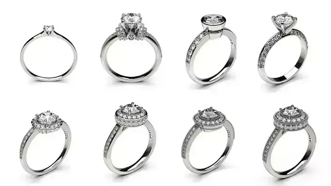 8 Solitaire Woman Diamond Ring  3D print model