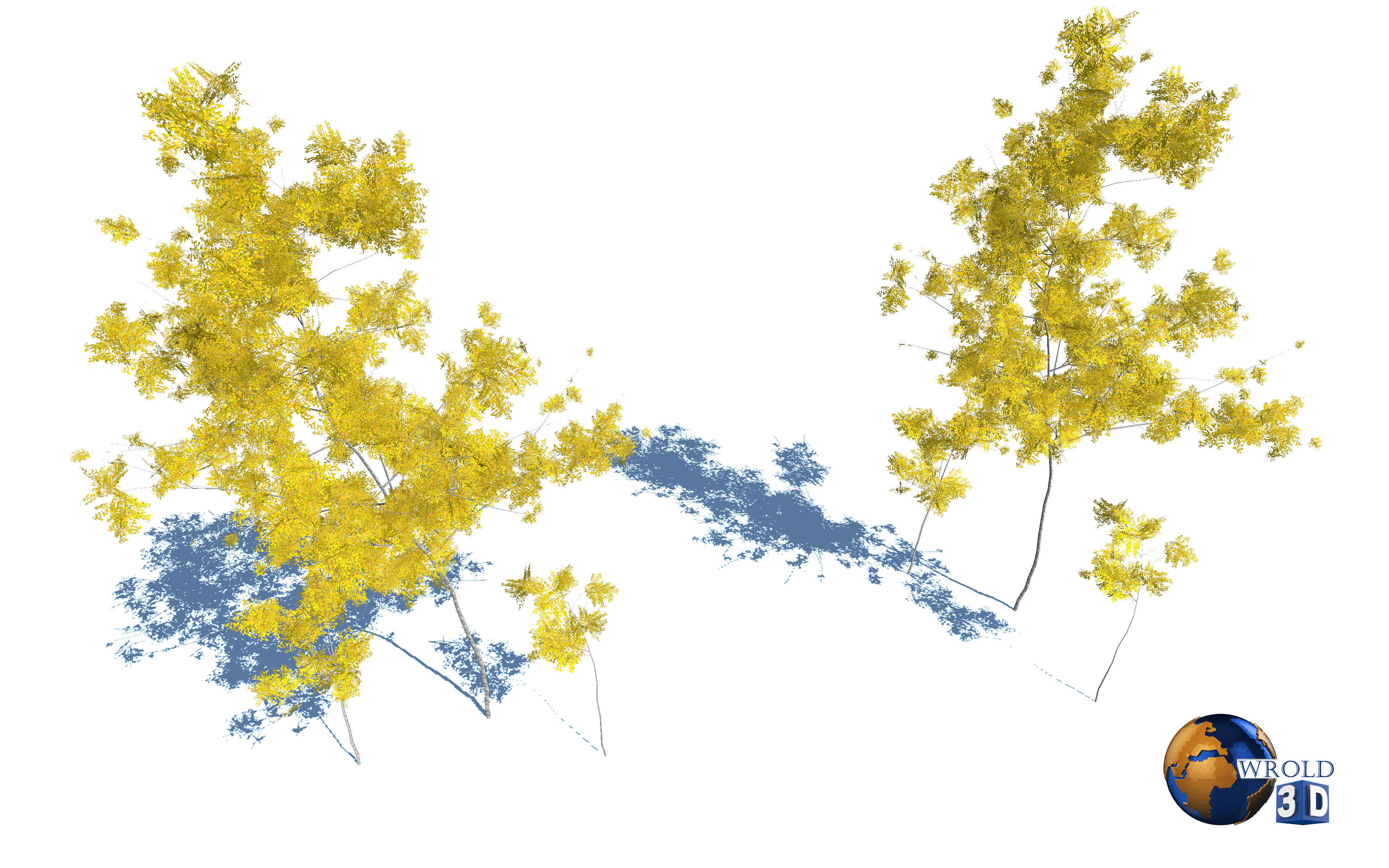 tree yellow leaf realistic forest tree 3d model Low-poly 3D model_3