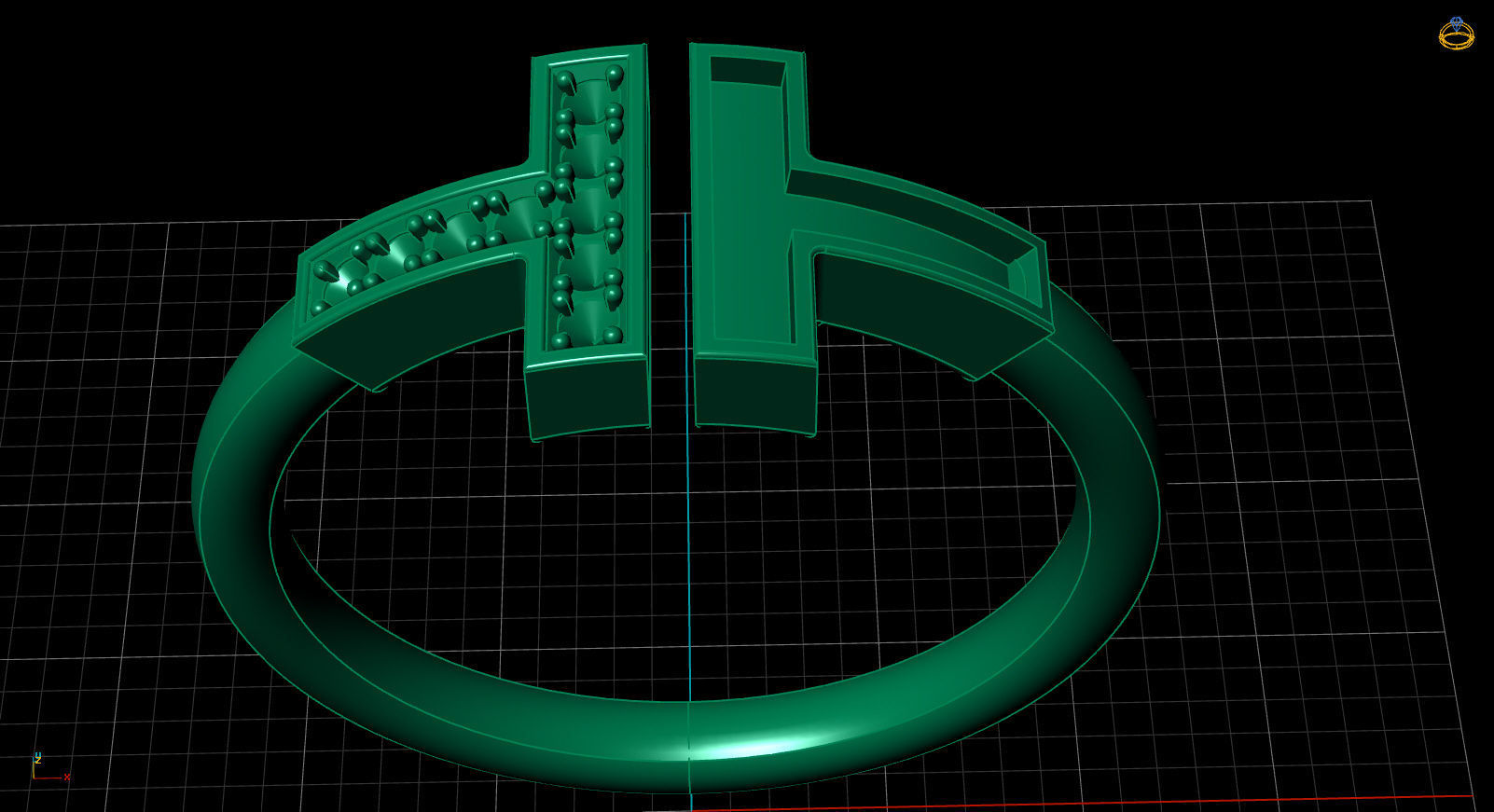 Tiffany T Enamel Gold Diamond Ring 3D print model_15