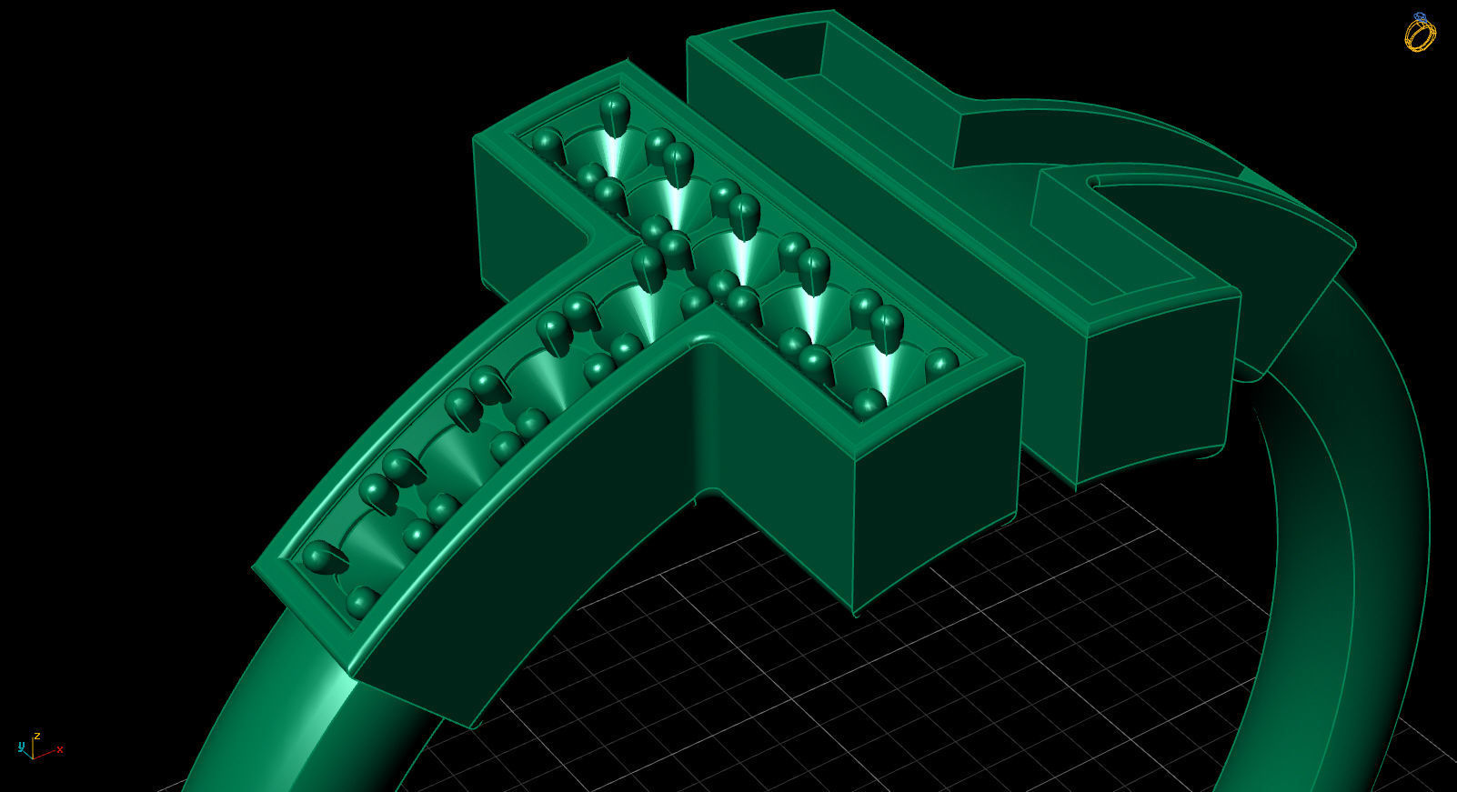 Tiffany T Enamel Gold Diamond Ring 3D print model_19