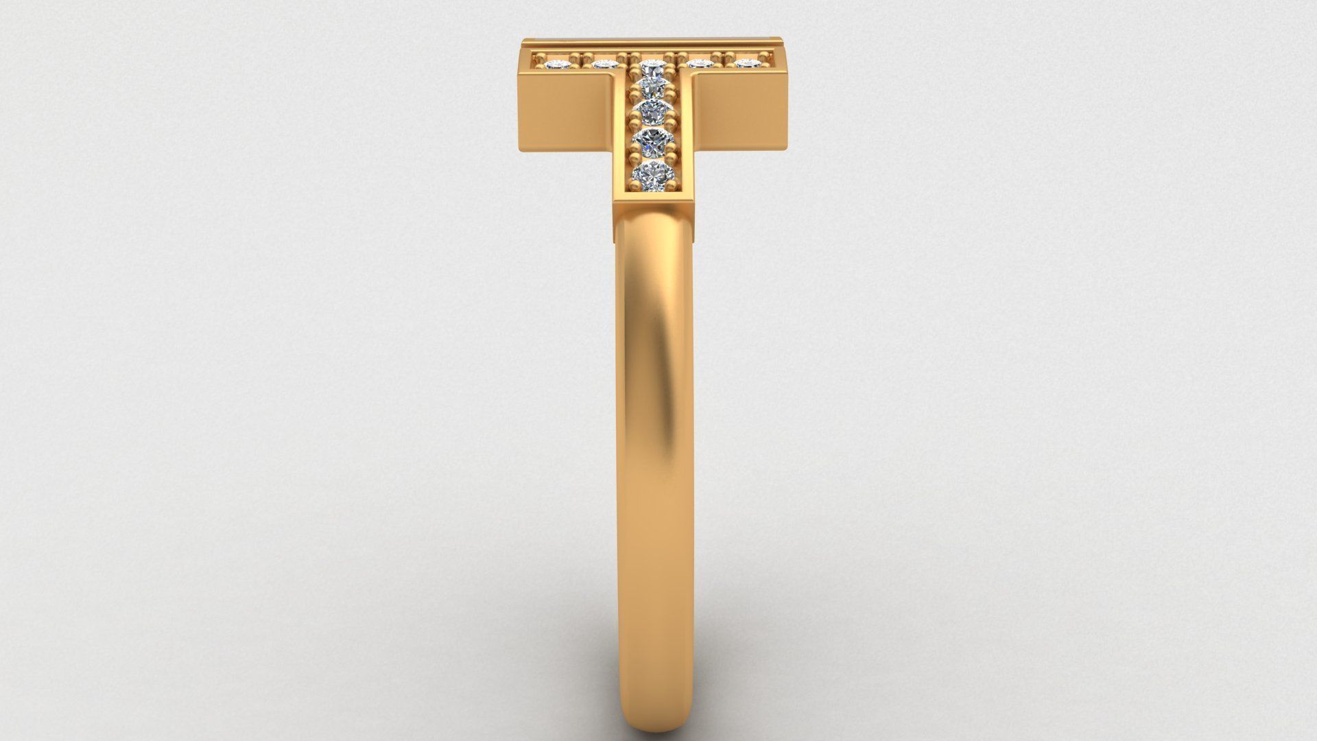 Tiffany T Enamel Gold Diamond Ring 3D print model_7