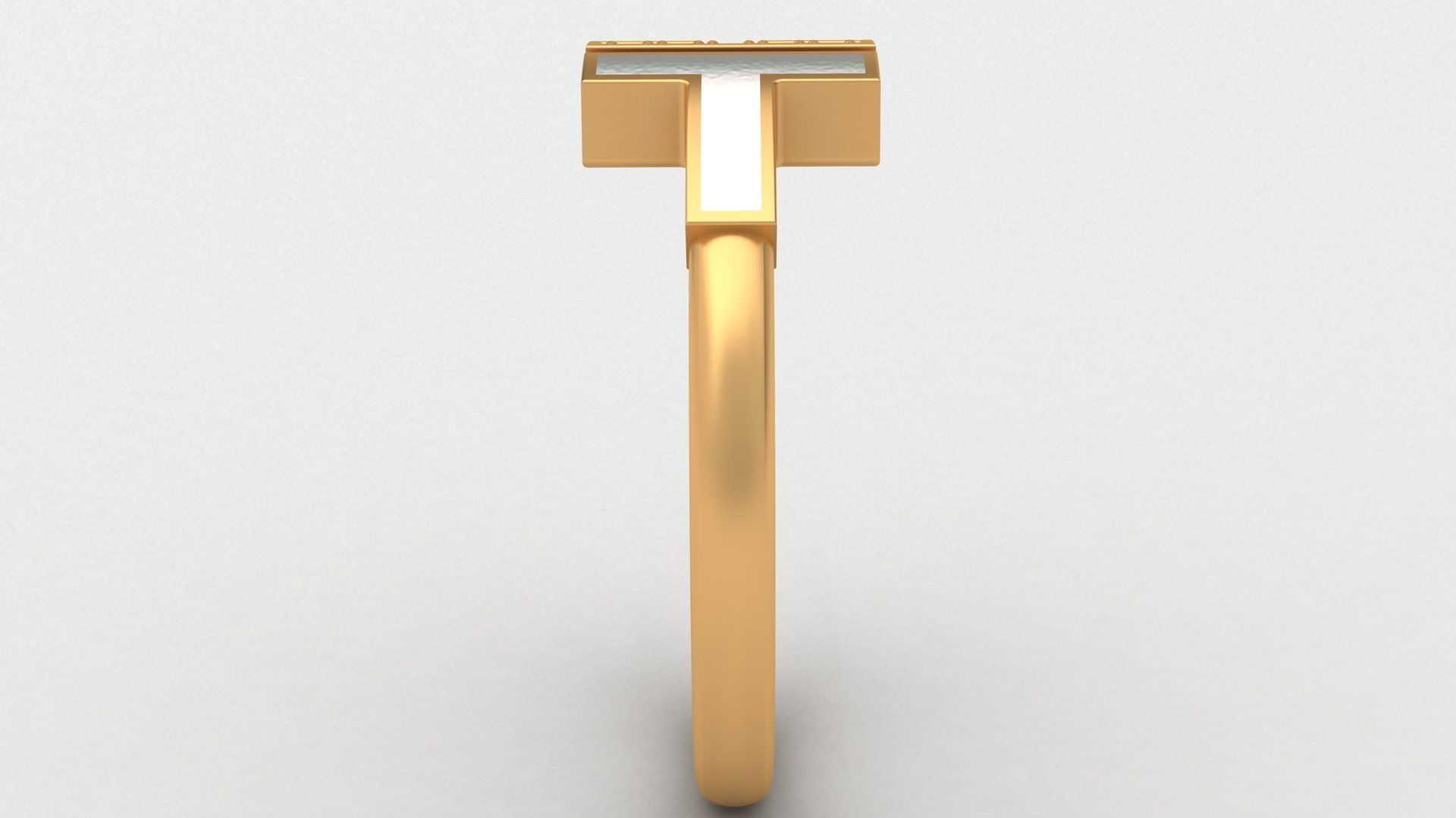 Tiffany T Enamel Gold Diamond Ring 3D print model_6