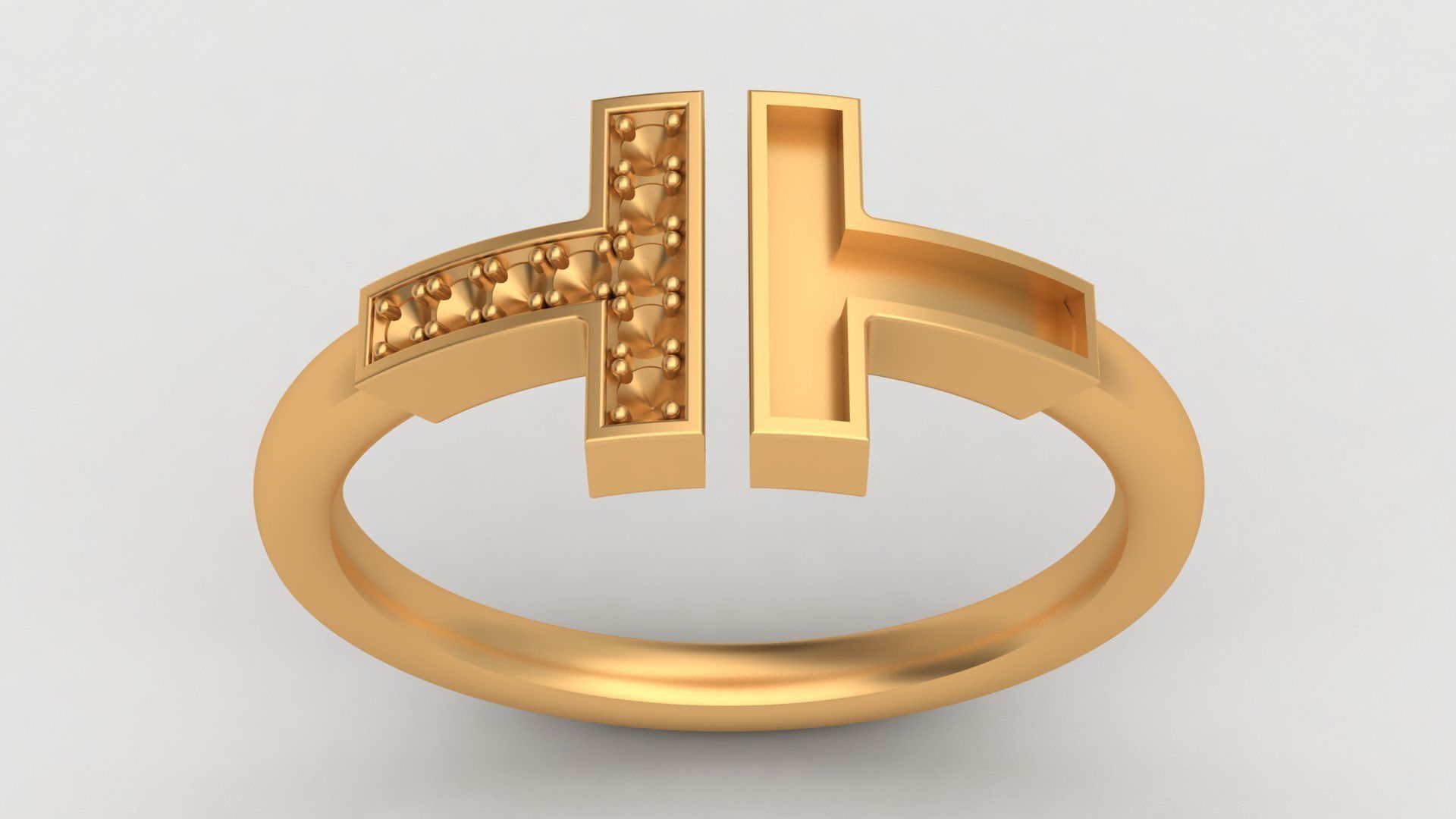 Tiffany T Enamel Gold Diamond Ring 3D print model_12
