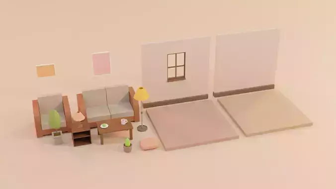Low Poly Modular Simple Interior Pack Lite