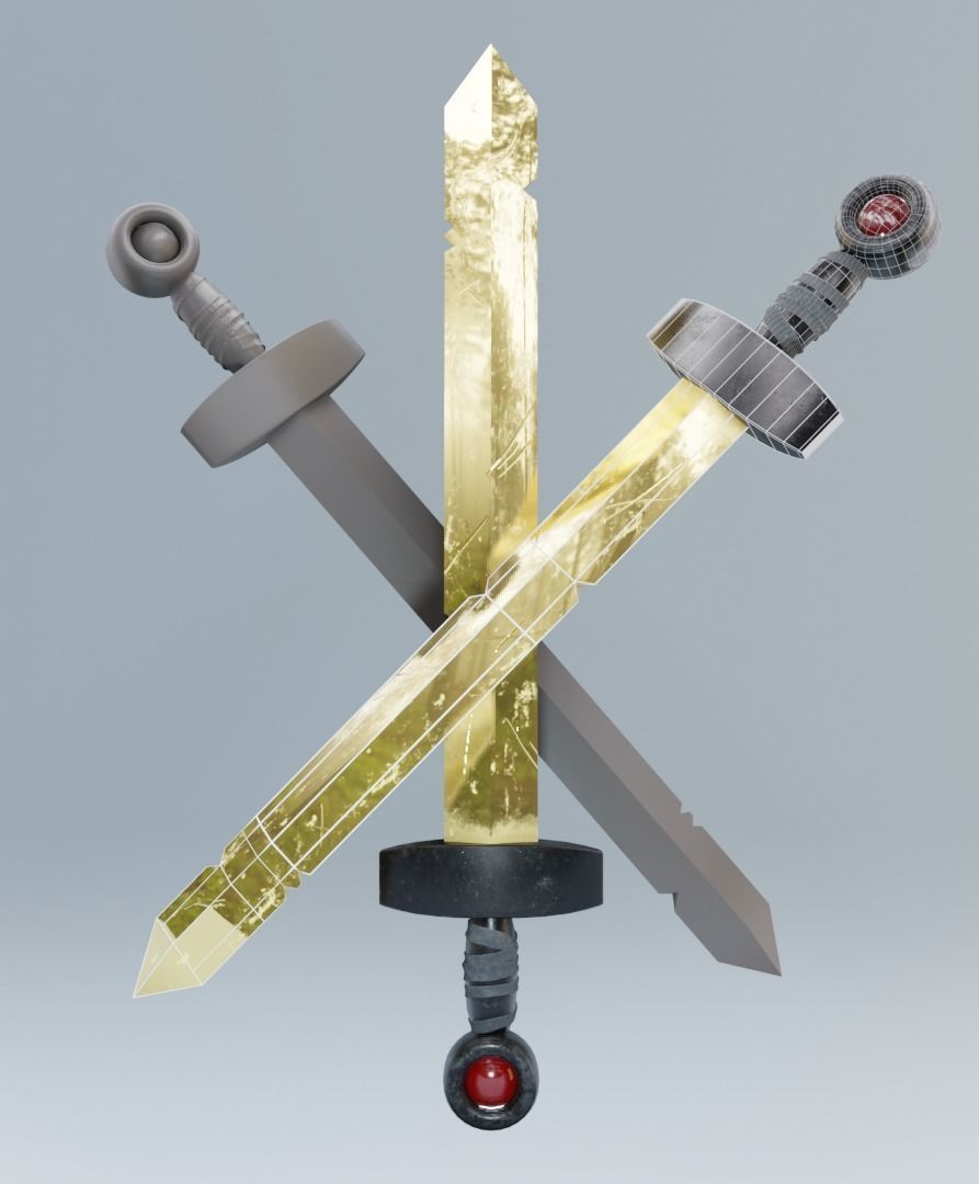 Finn Sword - Golden Sword of Battle Free low-poly 3D model_3