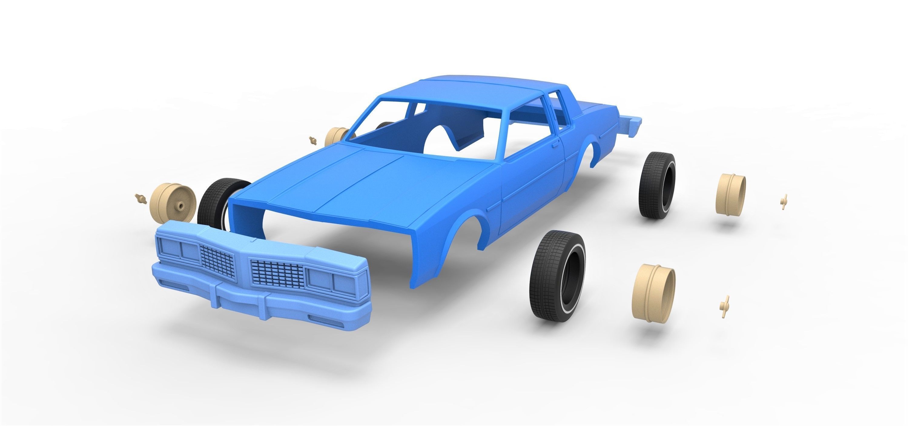Shell and wheels Oldsmobile Delta 88 1984 Scale 1 to 25 3D print model_15